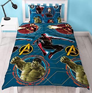 juego de funda nórdica Marvel Superheroes para niños A,135 x 200 cm BOLAT Juego de ropa de cama infantil de Los Vengadores 100% microfibra niñas y adolescentes 